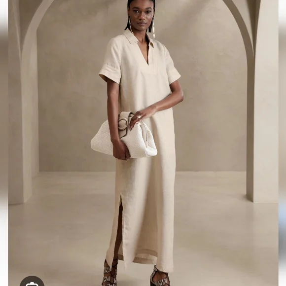 Banana Republic | Dresses | Banana Republic Cream Cruz Linen Maxi Shirt  Dress Small | Poshmark